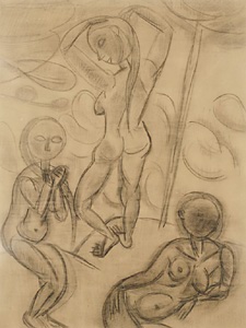 水浴する三人の女