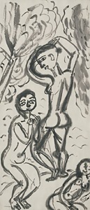 水浴する三人の女