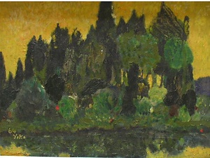 絵画　油彩　「風景」　横山鉱一 