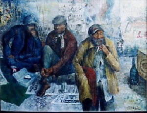 絵画　油彩　「漂泊」　中田　徹