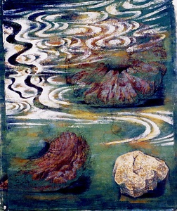 絵画　日本画　「石庭」　真嶋元枝