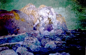 絵画　油彩　「海浜」　齋藤　求