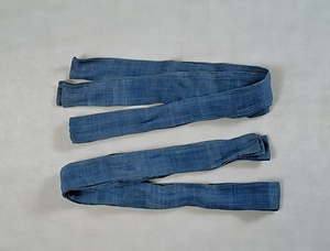 徳川家康御譲品　藍麻帯（花色麻上帯・中）