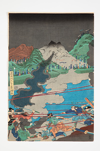 月岡芳年画　武田勢天目山討死之図