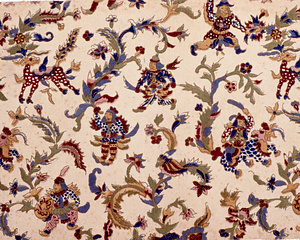 更紗布　戦士に唐草文