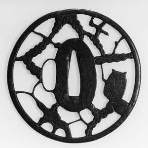 透鐔　梟と藤花文