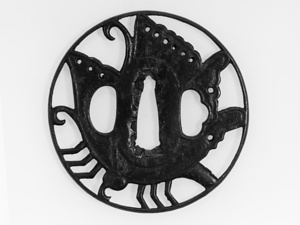 透鐔　上羽蝶図