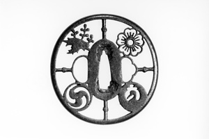 透鐔　竹に家紋