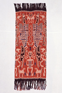 人物動物文経絣肩掛