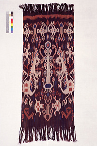 雄鶏文経絣肩掛