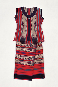 幾何学文経絣上着・腰巻