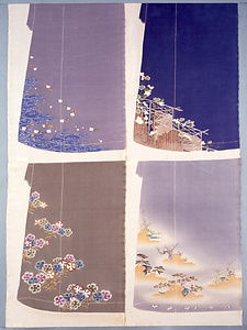 友禅染裾模様雛型　撫子文（左下）