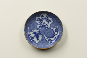 印判染付小皿　雪月花に松竹梅文