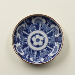 印判染付小皿　松竹梅文