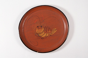 海老文漆絵盆