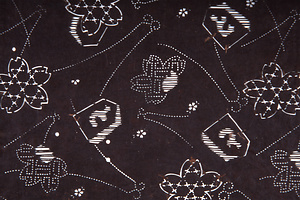 型紙　将棋駒と琴柱に桜文