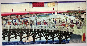 東京名勝両国橋新築図（郵便配達）