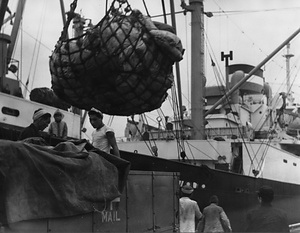 「高花丸」へ郵便物積替作業(横浜港)　2-2