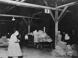 郵便物積下し作業(青森駅)