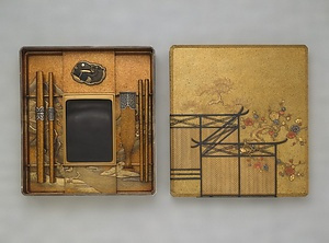 金地松梅衝立蒔絵硯箱