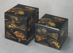 扇面蒔絵五段重箱