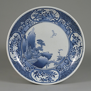 染付 山水文 台皿