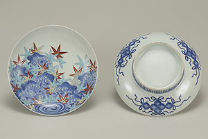 色絵 紅葉流水文 皿