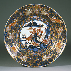 色絵 山水唐子唐草文 皿