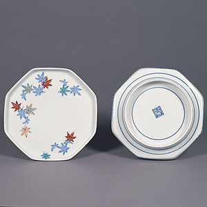 色絵 紅葉文 八角皿