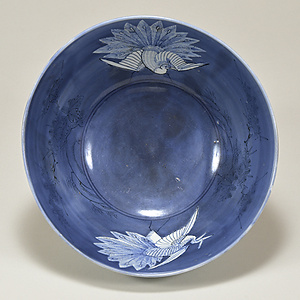 瑠璃釉染付 桐鳳凰文 鉢