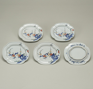 色絵 花鳥文 木瓜形皿