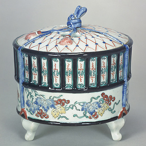 色絵 葡萄文 虫籠形香炉