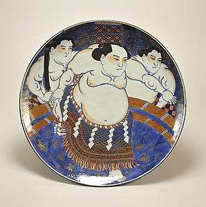 色絵 横綱土俵入文 皿