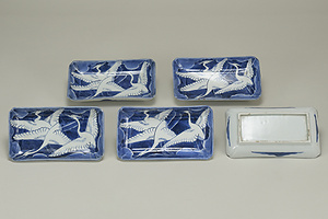 染付 白鷺文 長皿