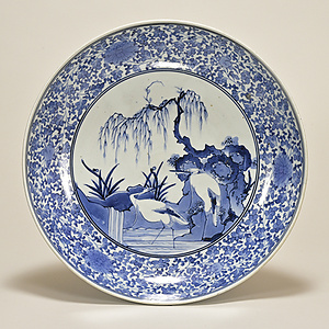 染付 白鷺文 皿