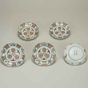 色絵 鳳凰丸文 輪花皿