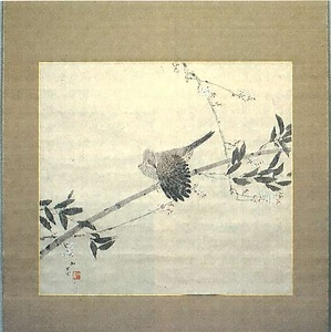 小杉放庵　「梅花遊禽図」