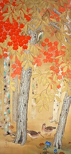 四季花鳥 「秋(林梢文錦)」