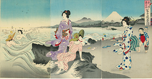 大磯海水浴 富士遠景図