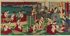 女官養蚕之図