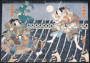 若樹梅里見八総　芳流閣の場