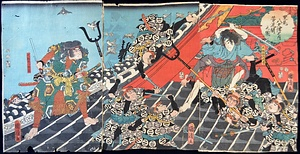 里見八犬伝之内芳流閣之図