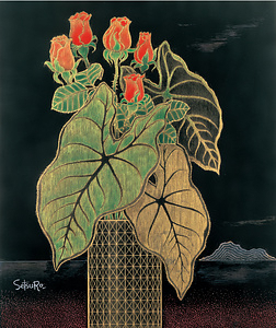 バラとカラジウム