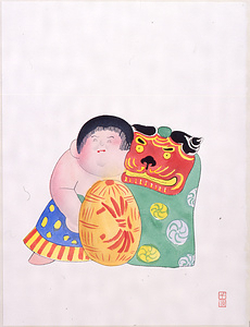 中野土人形｢獅子舞童児」