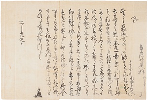 水野日向守内佐野家正書状写