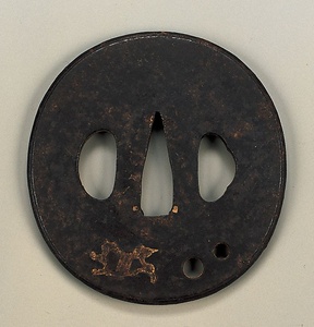 鉄鍔(唐獅象嵌)