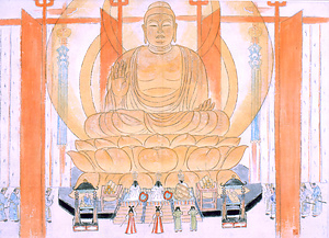 万葉集画撰　陸奥ノ国の黄金を賀し奉れる歌（大伴ノ家持）