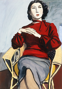 赤いセーターの女