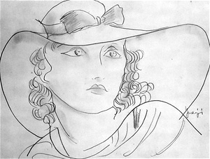 帽子をかぶった婦人