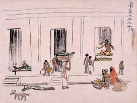 「印度旅行スケッチ帳」より　蘭貢の土人町